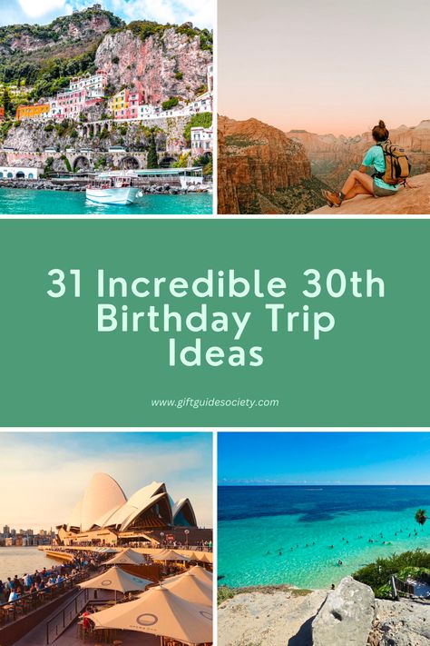 From stunning tropical beaches to bustling city streets – there are so many amazing places that make ideal destinations for a meaningful and fun 30th birthday celebration. #30thbirthday #30thbirthdaydestinations #milestonebirthday #birthdaytripideas #birthdaytrip #birthdaygetaway What To Do For Your 30th Birthday, 30th Birthday Vacation Ideas, 30th Birthday Destinations, Destination Birthday Ideas, 30th Birthday Trip Ideas, 30th Birthday Trip, Birthday Trip Ideas, 30th Birthday Ideas For Women, International Gifts