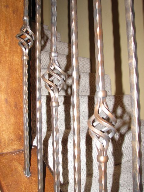 Faux Painted Spindles | Magic Brush Painted Spindles, Iron Stair Spindles, Metal Stair Spindles, Wrought Iron Spindles, Staircase Spindles, Stair Railing Makeover, Iron Spindles, Metal Stair Railing, Metal Spindles