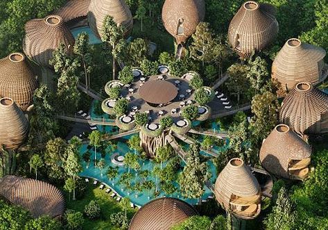 Concept Models Architecture, Resort Architecture, Life Tree, Resort Design, Architecture Concept Drawings, Architecture Design Concept, Tulum Mexico, Enjoy Nature, Futuristic Architecture