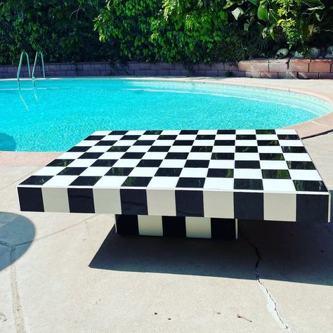 Tiled Table, Checkered Table, White Marble Table, Tile Table, Black And White Marble, Pattern Texture, Humble Abode, House 2, House Stuff