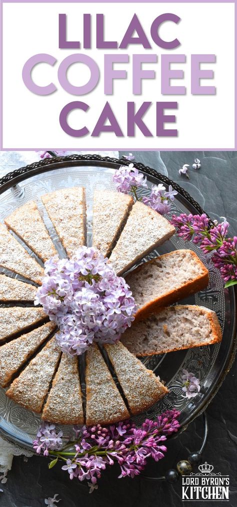 The old adage that simple is better certainly applies in the case of this Lilac Coffee Cake. A light dusting of confectioner's sugar and some gently placed lilac branches is all this moist and spongy cake needs to look superb! A perfect early summer treat, served with a tea or coffee - it really doesn't get any better! #lilac #edibleflowers #lilacs #cake #coffee #summer #spring #dessert Flower Recipes, Coffee Summer, Edible Flowers Recipes, Floral Dessert, Spring Dessert, Cake Coffee, Foraged Food, Decadent Cakes, Delicious Cake Recipes