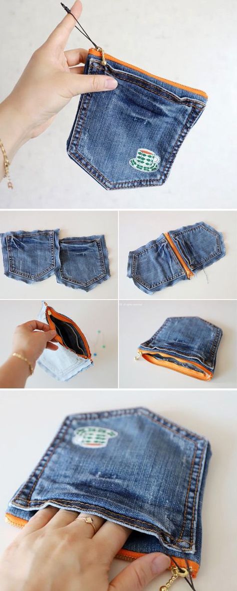 Jean Diy, Purse Diy, Diy Jeans, Blue Jeans Crafts, Diy Wallet, Sew Ins, Costura Diy, Denim Ideas, Jean Crafts