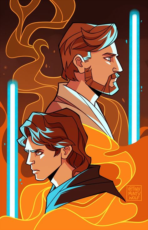 Obi Wan Art, Anakin Obi Wan, Star Wars Cartoon, Star Wars Painting, Anakin Vader, Star Wars Anakin, High Ground, Star Wars Drawings, Star Wars Wallpaper