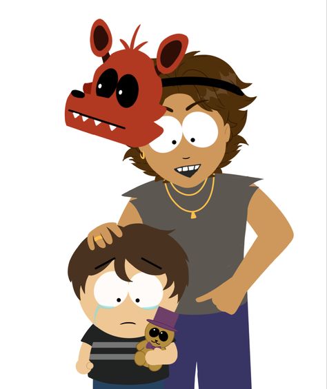 South Park X Fnaf, Fnaf Hello Kitty, Fnaf Fanart Michael Afton, South Park Fnaf, Fnaf X South Park, Fnaf South Park, Fnaf Art Cute, Drawing Styles Cartoon, Fnaf Fanart Afton Family