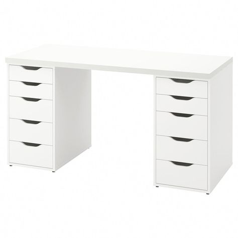 LAGKAPTEN / ALEX desk, white, 551/8x235/8" Limited space doesn’t mean you have to say no to studying or working from home. This desk takes up little floor space yet still has two drawer units where you can store papers and other items. Alex Drawer Desk, Organizing A Craft Room, Alex Desk, Alex Drawer, Drawer Desk, Ikea Desk, Drawer Unit, File Cabinet, Desk With Drawers