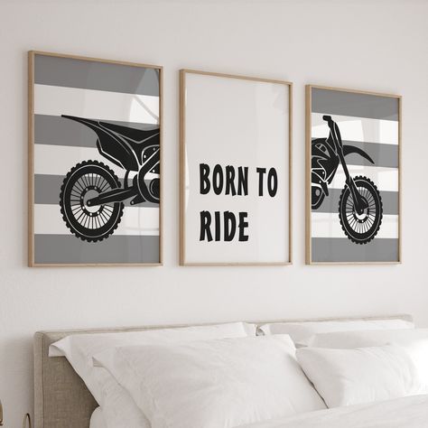 Dirt Bike Theme Nursery, Dirtbike Bedroom Ideas, Dirt Bike Themed Bedroom, Dirt Bike Nursery Baby Boy, Motocross Bedroom Ideas, Bike Bedroom, Dirt Bike Bedroom, Motocross Bedroom, Racing Bedroom