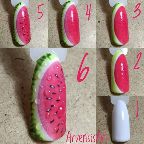 Rockabilly Nails, Fruit Nail Art, Beachy Nails, Watermelon Nails, Gel Nail Art Designs, Butterfly Nail Art, Gel Nails Diy, Nail Art Designs Videos, Nail Art Wedding