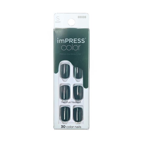 PRICES MAY VARY. 【SUPER HOLD ADHESIVE】: Durable and waterproof, these nails stay put for days, providing a long-lasting manicure without damaging natural nails. 【COMPLETE KIT FOR PERFECT NAILS】: Comes with 30 nails in varied sizes, a prep pad, mini file, and manicure stick for an impeccable application and finish. 【INSTANT HIGH-GLOSS MANICURE】: Get salon-quality, glossy green nails in minutes with imPRESS No Glue Mani Press-Ons, no polish or drying time needed. 【POLISH-FREE CONVENIENCE】: Skip th Nails Light Blue Short, Nails Dark Green, Nails Light Blue, Nails Dark, Excess Skin, Clear Nail Polish, Manicure Kit, Clear Nails, Essential Tools