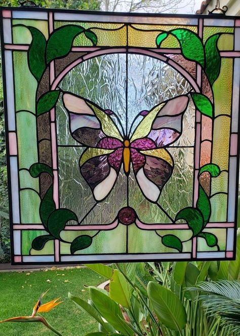 Best Stained Glass Patterns, Stained Glass Butterfly Window, Stained Glass Art Butterfly, Spring Stained Glass Patterns, Stain Glass Tattoo, Stained Glass Window Tattoo, Unique Lanterns, Stained Glass Fish, Fish Board