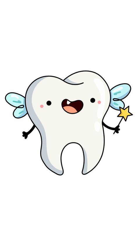 As you already know, the Tooth Fairy is a fantasy figure of early childhood. The legend says that when children lose one of their baby teeth, they should place it underneath their pillow or on their... Cute Tooth Drawing, Tooth Design Art, Tooth Fairy Cartoon, Tooth Fairy Stickers, Tooth Character, Cartoon Teeth Drawing, Cartoon Tooth, Drawing Of Teeth, Teeth Fairy