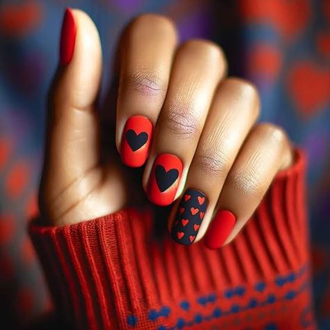 Descendants Nails, Nails With Red Heart, Nails Red Heart, Nails With Red, Red Heart Design, Pastel Nails Designs, Heart Nail Designs, Sunflower Nails, Easter Nail Designs