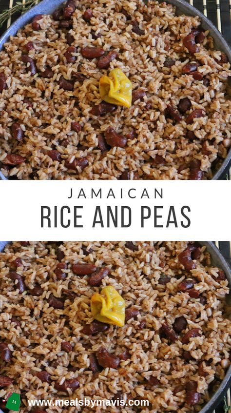 Rice And Peas Jamaican, Rice And Peas Recipe, Jamaican Rice And Peas, Jamaican Rice, Rice And Beans Recipe, Carribean Food, Jamaican Curry, Oxtail Recipes, Jamaican Cuisine