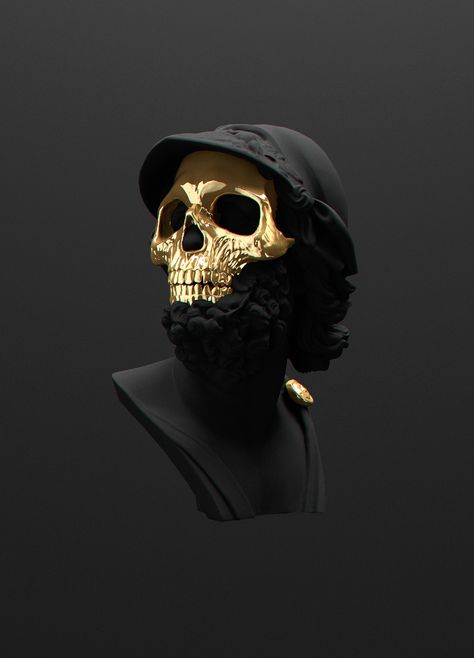 ALL BLACK BUT GOLD on Behance Display Wallpaper, متحف فني, Skeleton Mask, Black And Gold Aesthetic, Creation Art, Gold Skull, Gold Aesthetic, Desktop Background, Skull And Bones