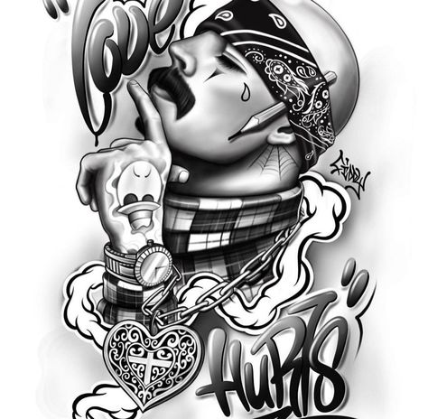 Mexican Gangster Tattoos, Chicano Tattoos Gangsters, Lowrider Drawings, Cholo Tattoo, Aztec Warrior Tattoo, Chicano Tattoos Sleeve, Mexican Art Tattoos, Tattoo Lettering Design, Girl Face Tattoo