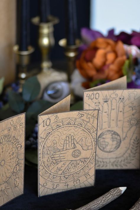 Astro Party Theme, Tarot Card Theme Party, Tarot Card Party Decor, Free Fortune Teller Printable, Fortune Teller Party Ideas, Fortune Teller Halloween Decor, Tarot Party Ideas, Tarot Themed Party, Witchy Party Ideas