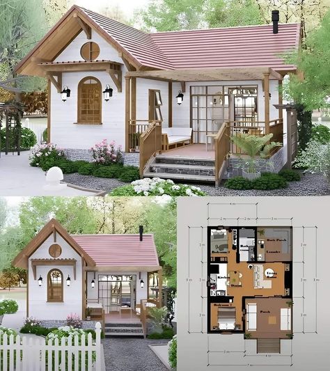 Living In A Small House, Small Cottage House Plans, Small Cottage Homes, Affordable House Plans, Shed Home, Awesome Architecture, Tiny House Layout, A Small House, Vintage House Plans