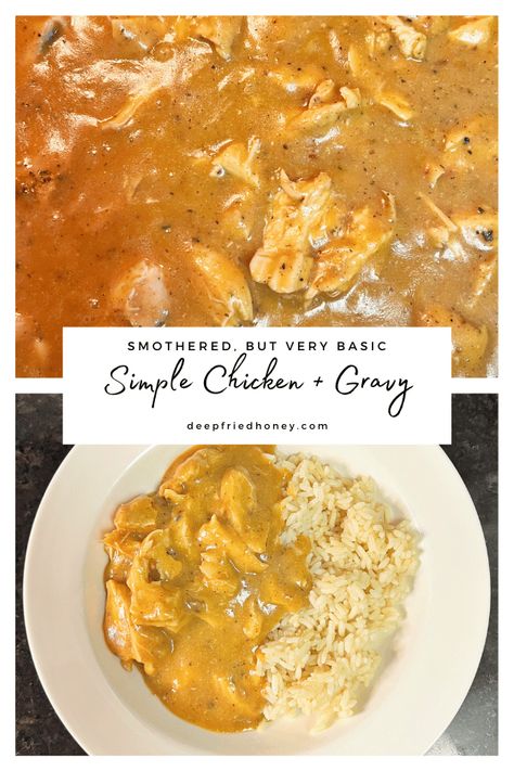 Chicken Gravy Dinner, Italian Chicken Gravy Over Rice, Chicken And Chicken Gravy Recipes, Smothered Chicken Gravy Recipe, Chicken To Serve Over Rice, Turkey And Gravy Over Rice, Rice And Brown Gravy, Best Chicken And Gravy Recipe, Chicken Rice Gravy Casserole