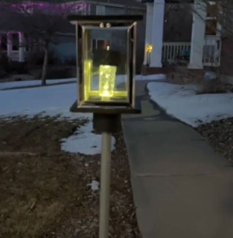 Illuminate your front walkway with a stunning DIY lamp post! Follow these step-by-step instructions to create a unique and charming pathway light that will add a classic touch to your home. Impress your guests and brighten your entrance with this gorgeous project.DIY lamp post, pathway lighting, outdoor decor, home improvement, creative project Diy Lamp Post, Diy Candle Lantern, Solar Lamps Diy, Gold Frame Gallery Wall, Garden Lighting Diy, Solar Lamp Post, Front Walkway, Simple Projects, Diy Accent Wall