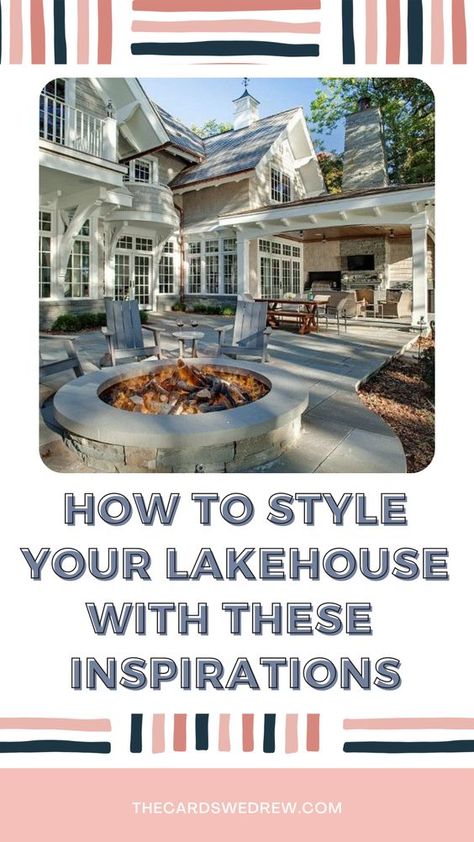 Lakeside Farmhouse Decor, Lake Home Interior Modern, 2023 Lake House Trends, Minimalist Lake House Decor, Lake House Table Decor, Modern Lake House Decor Living Room, Lakehouse Exterior Ideas, Small Lake House Interior Cozy, Lake House Decks Outdoor Spaces