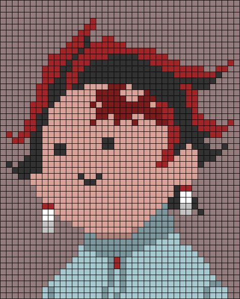 Anime Grid Art, Demon Slayer Alpha Pattern, Demon Slayer Pixel Art Grid, Anime Pixel Art Grid Easy, Anime Pixel Art 32x32, Anime Alpha Pattern, Pixel Art Pattern Anime, Anime Pixel Art Grid, Cute Pixel Art Grid