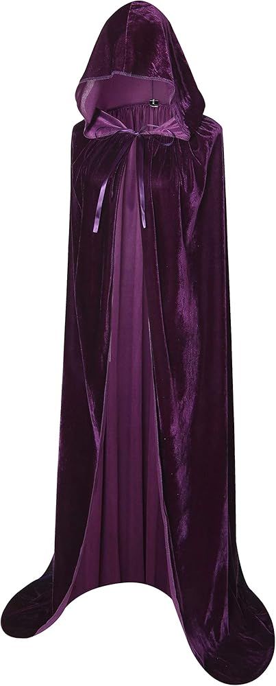 Amazon.com: BIGXIAN Long Hooded Cloak Velvet Cape Witch Costume Halloween Costumes for Women Men (Dark Green, X-Large) : Clothing, Shoes & Jewelry Long Hooded Cloak, Witch Costume Halloween, Purple Cape, Velvet Skin, Cape Costume, Velvet Cape, Costume Ball, Witch Halloween Costume, Halloween Men