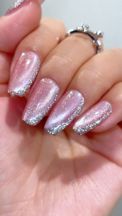 Opal French Tip Nails, Neutral Chrome, Kiss Cat, Eye Nails, Cat Eye Gel, Cat Eye Nails, Nail Supplies, Acrylic Nails Coffin, Nails Coffin