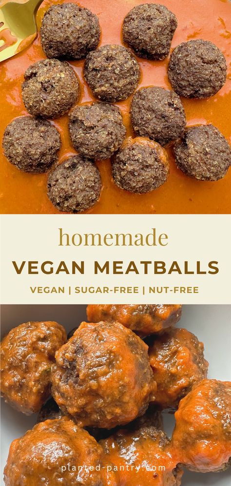 These Homemade Vegan Meatballs are made with quinoa and mushrooms and are packed with savory Italian Herbs. They’re ready in under an hour and easy to make gluten-free, too! Vegan Meatballs Recipe, Refined Sugar Free Recipes, Gluten Free Bread Crumbs, Vegan Meatballs, Italian Herbs, Nut Free Recipes, Veggie Pasta, Vegan Sides, Lemon Pasta