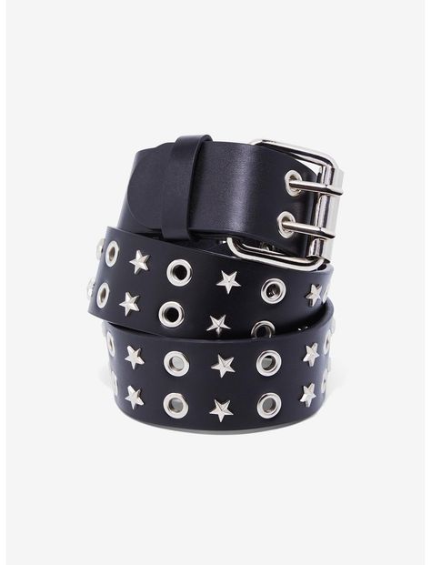 Black Grommet & Star Belt Star Studded Belt, Scene Clothes, Star Belt, Goth Clothes, Pride Flag Colors, Scene Outfits, Digital Closet, Studded Belt, Faux Leather Belts