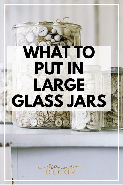 When it comes to deciding what to put in large glass jars for decoration, there are a ton of great options. However, depending upon where you plan to display this decor, you may want to select one idea over another. In this post, we'll take a look at different jar filler options and how to decide which one is right for you. #jarfiller #jarfillerideas #homedecor #decor #decoratingonabudget Fall Fillers For Glass Jars, Large Glass Jars With Lids, Large Jar Storage Ideas, Ways To Use Glass Jars, How To Decorate Apothecary Jars Ideas, Clear Canister Decor Ideas, Ideas For Filling Glass Jars Display, Glass Jar Centerpieces Dining Table, What To Put In Mason Jars For Decoration