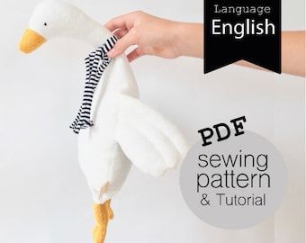 Goose Sewing Pattern, A Real Friend, Cuddly Toy, Online Pattern, To Be Loved, Sewing Toys, Animal Dolls, Fabric Dolls, Baby Sewing