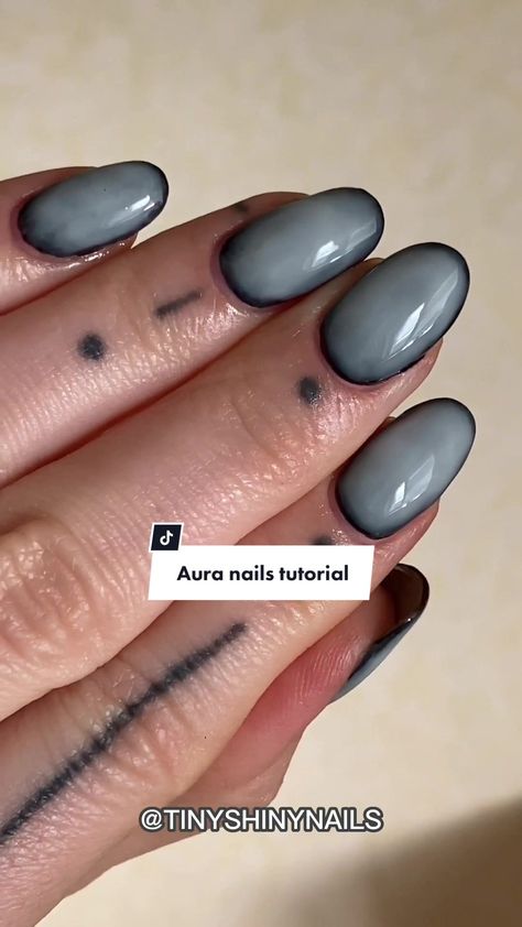 Gray Aura Nails, Aura Nail Tutorial, Diy Aura Nails, Grey Aura Nails, Aura Nails Tutorial, Aura Nails, Nails Tutorial, Gray Nails, Nail Tutorials