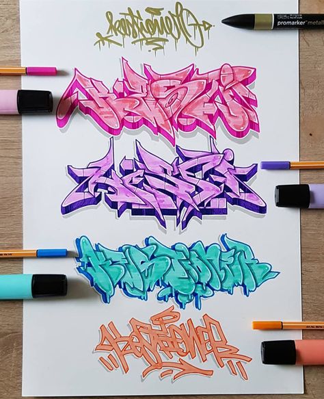 Julien Sld on Instagram: “Test new markers #sketching #sketches #sketchbook #color #markers #graffitiart #graffitis #graff #wildstylegraffiti #wildstyle #artwork…” Marker Art Graffiti, Paint Marker Graffiti, Different Graffiti Styles, Graffiti Artwork Lettering, Graffiti Color Combos, Graffiti Color Schemes, Grafitti Color, Wildstyle Graffiti Sketch, Cool Graffiti Art