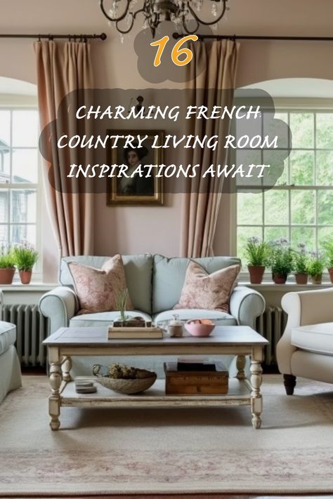 I just adore the elegance and warmth of a French country living room! This beautifully styled space captures the perfect balance between comfort and sophistication. From the soft pastel hues to the inviting textures, every element tells a story. The abundant natural light and charming decor pieces bring a cozy yet refined atmosphere, making it an ideal spot for relaxation or entertaining guests. Let's explore 16 stunning inspirations that will transform your living area into a peaceful retreat! French Farmhouse Living Room Ideas, Living Room With Bay Window Layout, French Country Design Ideas, Modern French Country Living Room, Southern Living Decor, French Farmhouse Living Room, French Cottage Living Room, Country Living Room Design, Bay Window Living Room