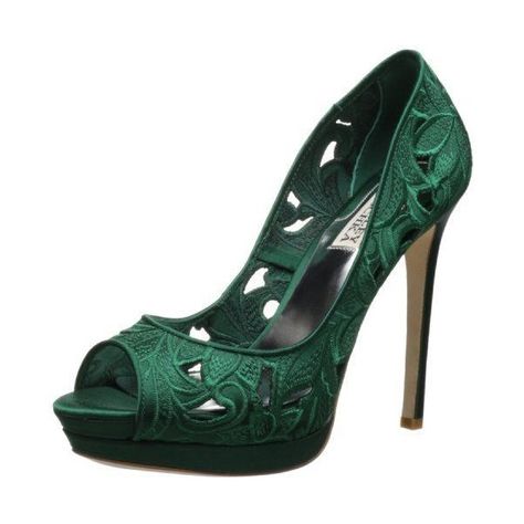 Green Prom Shoes, Green Prom, Green With Envy, Prom Shoes, Fabulous Shoes, Green Shoes, Dream Shoes, Green Satin, Badgley Mischka