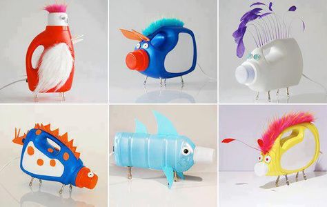 Diy Plastic Bottle, Detergent Bottles, Plastic Bottle Crafts, Plastic Crafts, Recycled Art, Plastic Toys, Recycled Bottles, Recycled Crafts, Animal Crafts