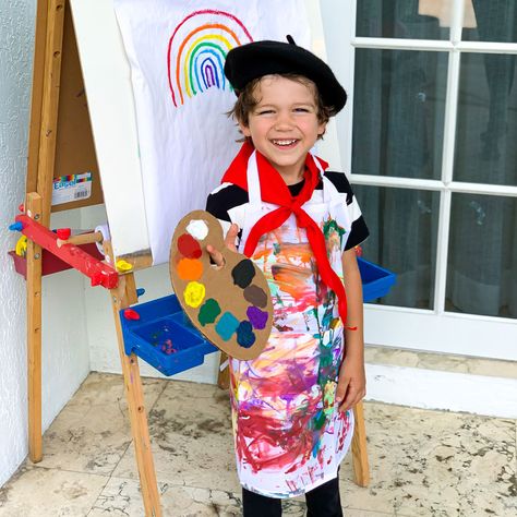 Career Day Artist Costume, Toddler Artist Costume, Kids Artist Costume Diy, Art Teacher Costume For Kids, Painter Costume Diy, Artist Dress Up, Artist Costume Diy, Artist Career Day Costume, Artist Costume Ideas