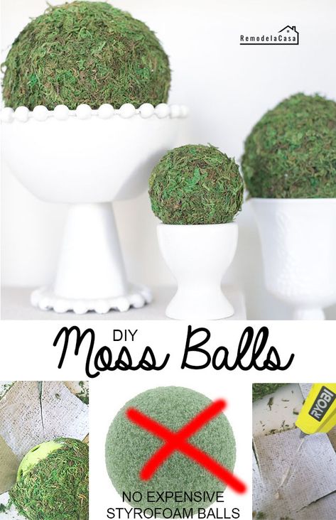 Moss Balls In Bowl, How To Make Moss Balls, Spring Vase Filler Ideas, Moss Balls Decor, Moss Decor Ideas, Diy Bowl Fillers, Moss Projects, Valentines Scripture, Diy Moss Ball