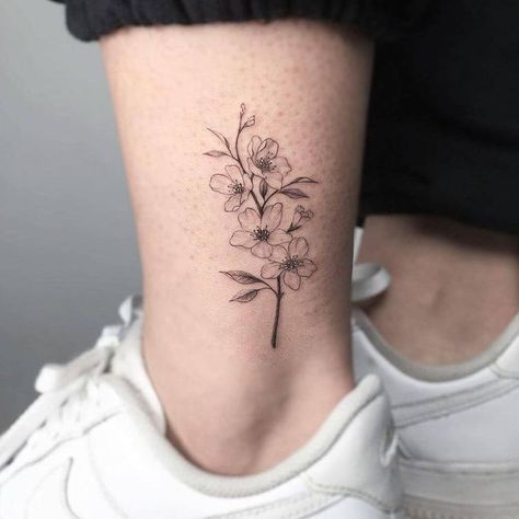 Hawthorn Blossom Tattoo, Cistus Flower Tattoo, Hawthorne Flower Tattoo Simple, Fine Line Cherry Blossom Tattoo, Small Cherry Blossom Tattoo, Cherry Blossom Flower Tattoo, Flower Tattoo Ear, Dogwood Tattoo, Wrap Around Wrist Tattoos