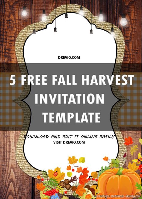 (FREE PRINTABLE) Fall Harvest Festival for Birthday Invitation Template | DREVIO Fall Festival Template Free, Fall Party Invitations Free Printable, Fall Birthday Invitations, Picture Invitations, Fall Party Invitations, Birthday Party Invitations Free, Fall Harvest Party, Autumn Invitations, Fall Birthday Parties