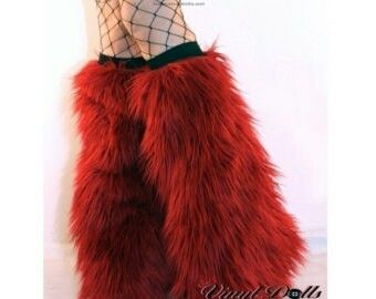 Red Fur Boots, Red Leg Warmers, Halloween Fairies, Fur Boot Covers, Longest Hair, Fur Leg Warmers, Boot Covers, Fluffy Skirt, Red Fur