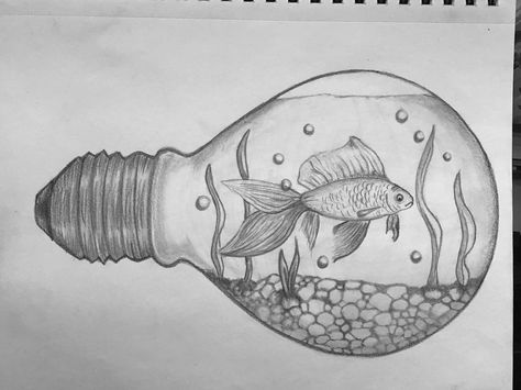 Lightbulb Drawings, Draw A Fish, Fish Sketch, Form Drawing, Pencil Shading, Fish Drawings, Drawing For Beginners, Jackson Pollock, Art Drawings Sketches Simple