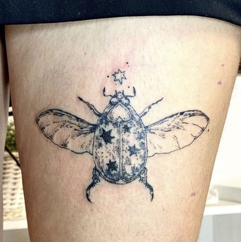 June Bug Tattoo, Beetle Tattoo, Funky Tattoos, Cute Tats, Bug Tattoo, Poke Tattoo, Dream Tattoos, Tat Ideas, Dope Tattoos