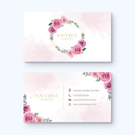 Florist Business, Florist Business Card, Floral Business Cards, Flower Logo Design, Wedding Watercolor, Premium Business Cards, Name Card Design, Printing Logo, Visiting Card Design