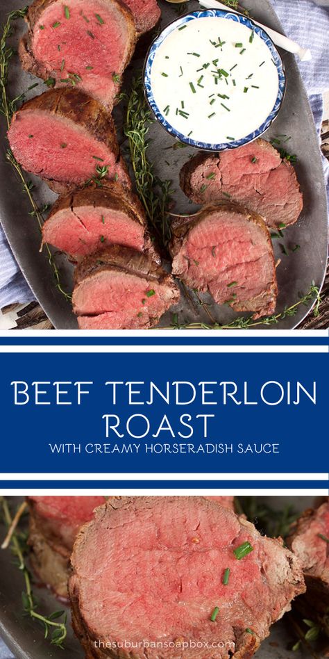 Super flavorful and tender, this easy to make Roast Beef Tenderloin recipe is simply the best. Just a few ingredients are all you need to create this culinary centerpiece. Served with a Creamy Horseradish Sauce…you may never go out to dinner again! Roast Beef With Horseradish Sauce, Easy Beef Tenderloin, Tenderloin Roast Recipe, Best Beef Tenderloin Recipe, Perfect Beef Tenderloin, Roast Beef Tenderloin, Beef Tenderloin Roast Recipes, Roast Beef And Horseradish, Beef Tenderloin Recipe