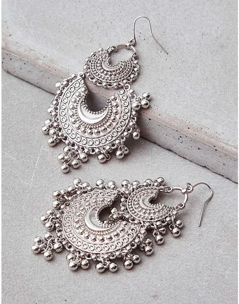 TWO TIER SILVER BOHO EARRING Oxidised Silver Jewelry, Silver Jewelry Accessories, Boho Earring, Indian Jewelry Earrings, Antique Jewellery Designs, Antique Silver Jewelry, Fancy Jewellery Designs, Silver Jewellery Indian, Indian Jewellery Design Earrings