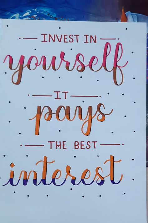 Calligraphy, lettering, quote of the day, positive vibes,
art, blending colors Easy Aesthetic Calligraphy, Canvas Painting Ideas Quotes, Aesthetic Calligraphy Ideas, Aesthetic Calligraphy Quotes, Colourful Calligraphy, Motivational Drawings, Quotes Doodles, Calligraphy Quotes Doodles, Brush Lettering Quotes