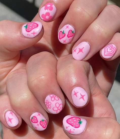 Kids Nail Designs, Kids Nails, Nail Art For Kids, Cute Pink Nails, Hippie Nails, Silver Nail, Simple Gel Nails, Summery Nails, Amazing Nails