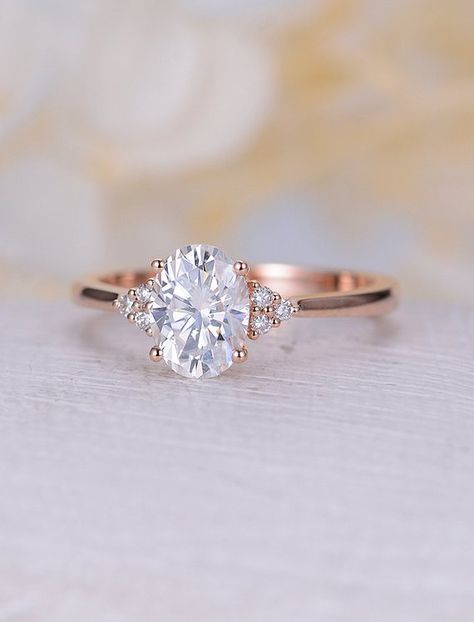 Moissanite Opal Engagement Ring, Moissanite Rose Gold Ring, Moissanite Rose Gold Engagement Ring, Minimalist Engagement Ring Vintage, Vintage Round Engagement Ring, Round Rose Gold Engagement Ring, Mossinite Engagement Rings, Engagement Rings Circle, Rose Gold Band Engagement Ring