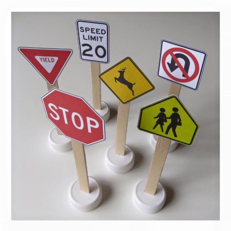 Block Area, Block Play, Transportation Theme, Kids Doodles, Fun Signs, Traffic Signs, Toy Cars, Road Signs, Popsicle Sticks