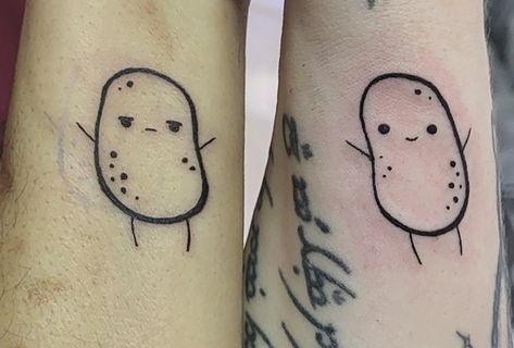 Potato Tattoo Ideas, Potato Tattoo Cute, Potato Tattoos, Potato Tattoo, Vegetable Tattoo, Cute Potato, Studio Artist, Tattoo Flash Art, Couch Potato